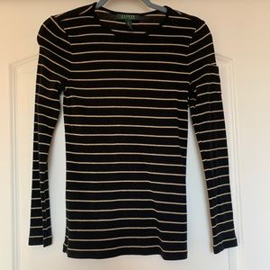 Ralph Lauren, gold and black stripe long sleeve!